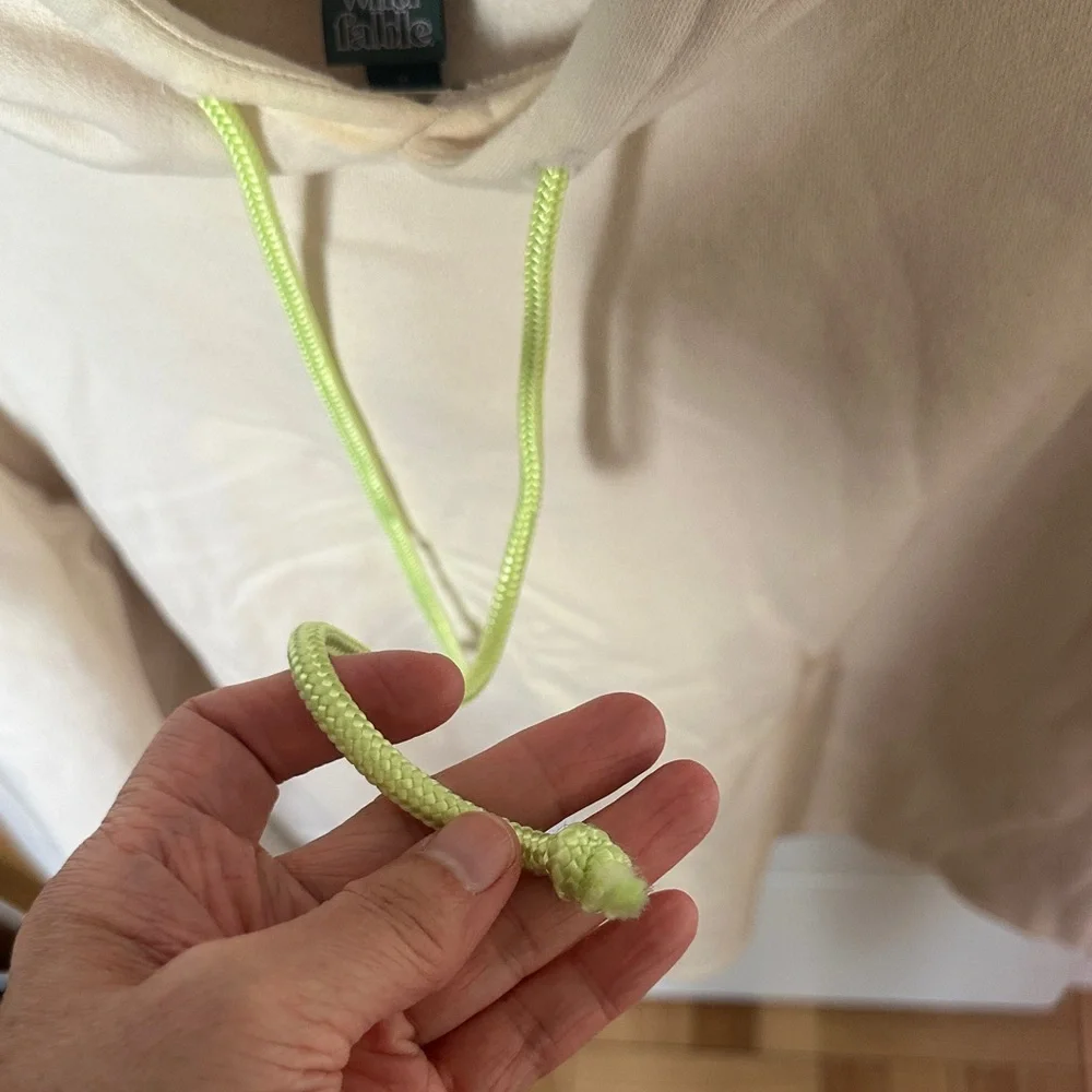 Wild Fable Cream Cropped Hoodie with Neon Drawstrings - Picture 3 of 9